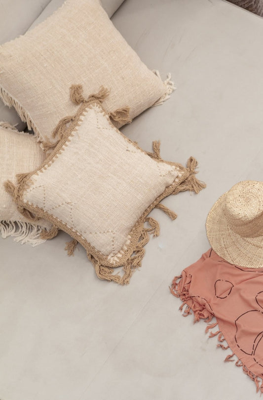 Gaia Hand Stitched Cotton Throw Pillow Cover