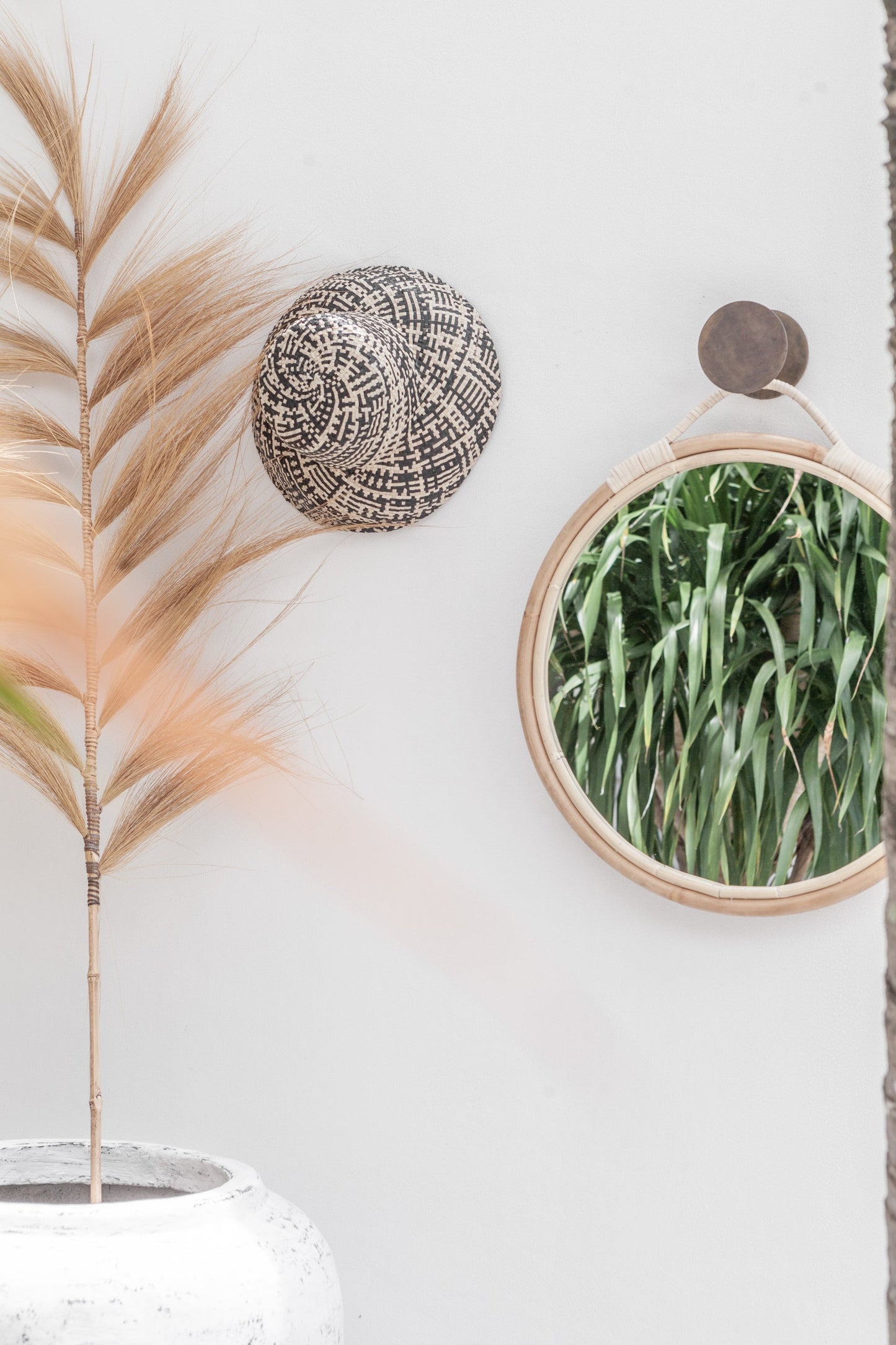Modern Round Rattan Mirror