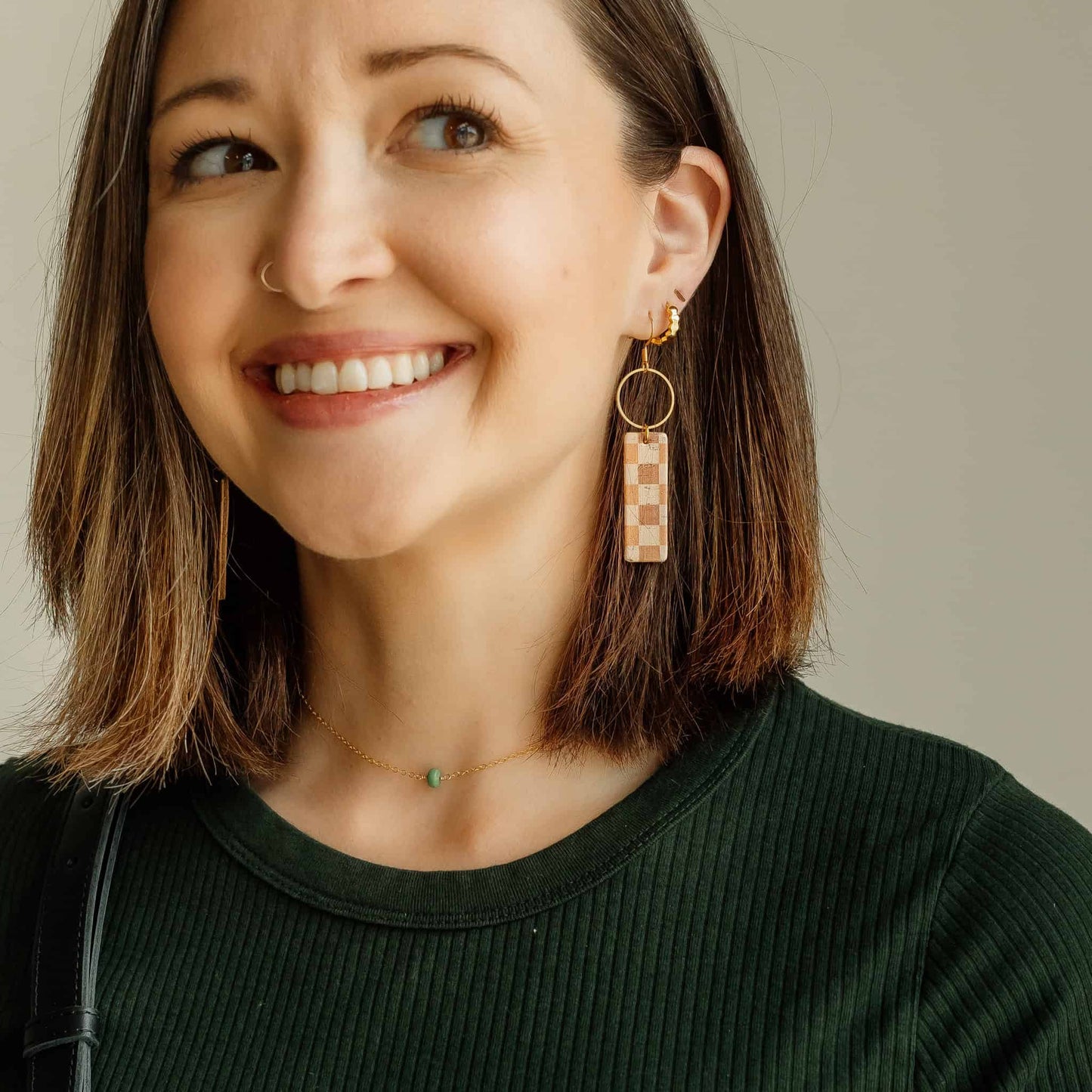 Checkered Drop Earrings