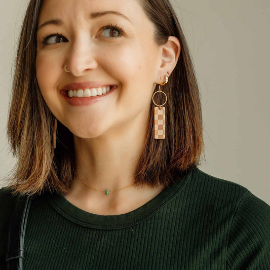 Checkered Drop Earrings