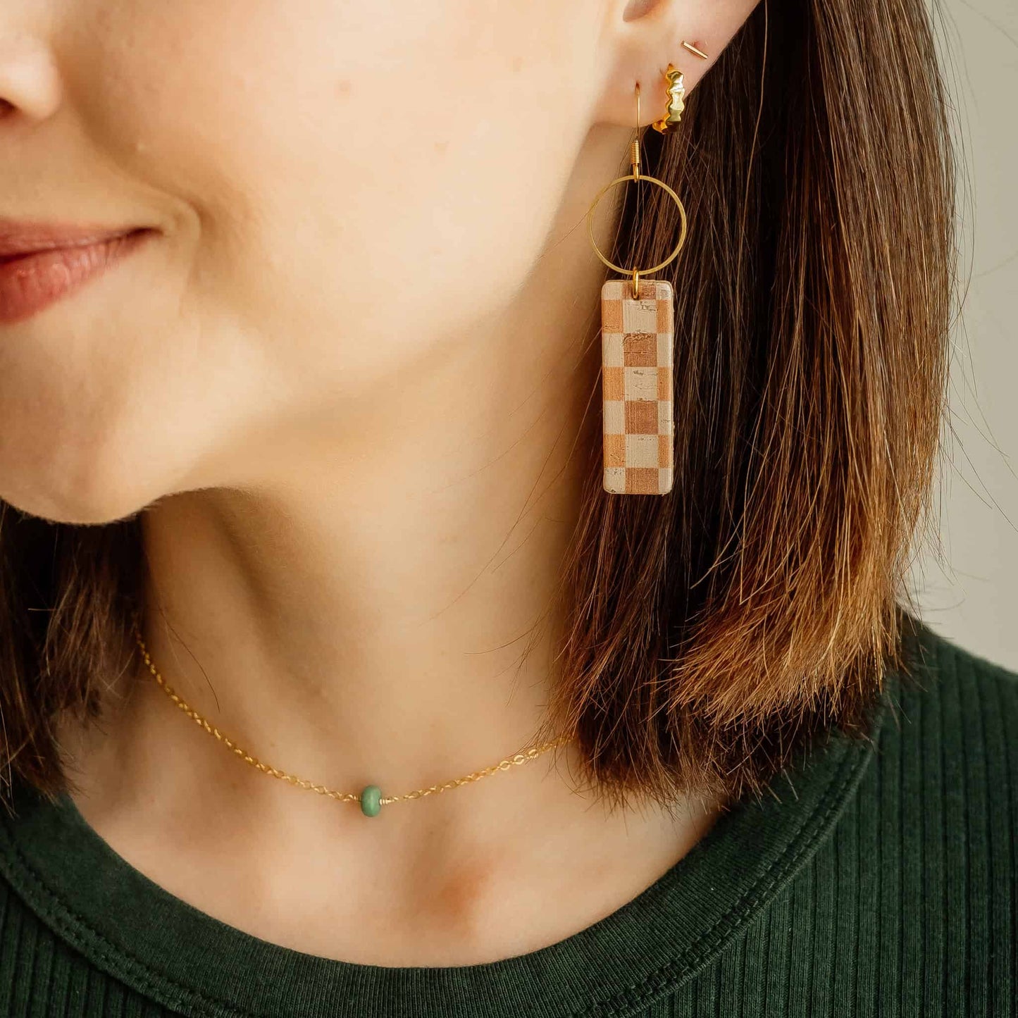 Checkered Drop Earrings