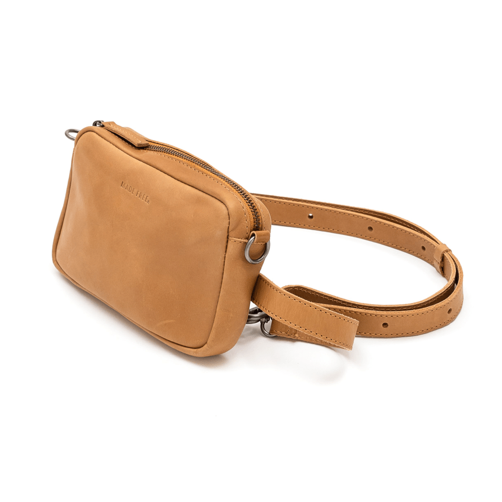 Leather Convertible Belt Bag - Camel
