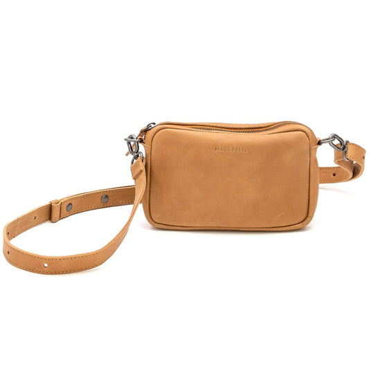 Leather Convertible Belt Bag - Camel