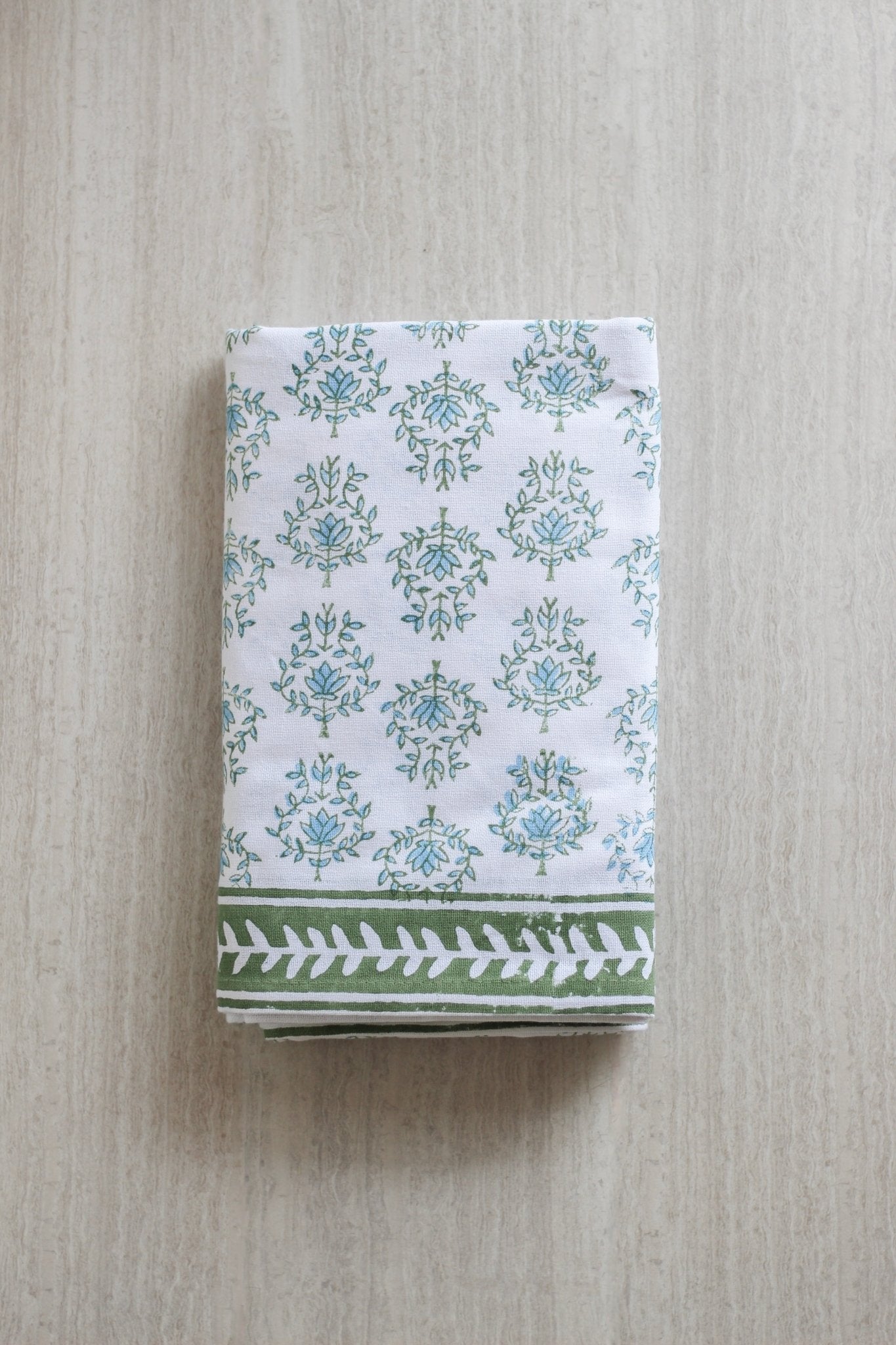 Round Tablecloth - Lotus, Sage & Uniform Blue