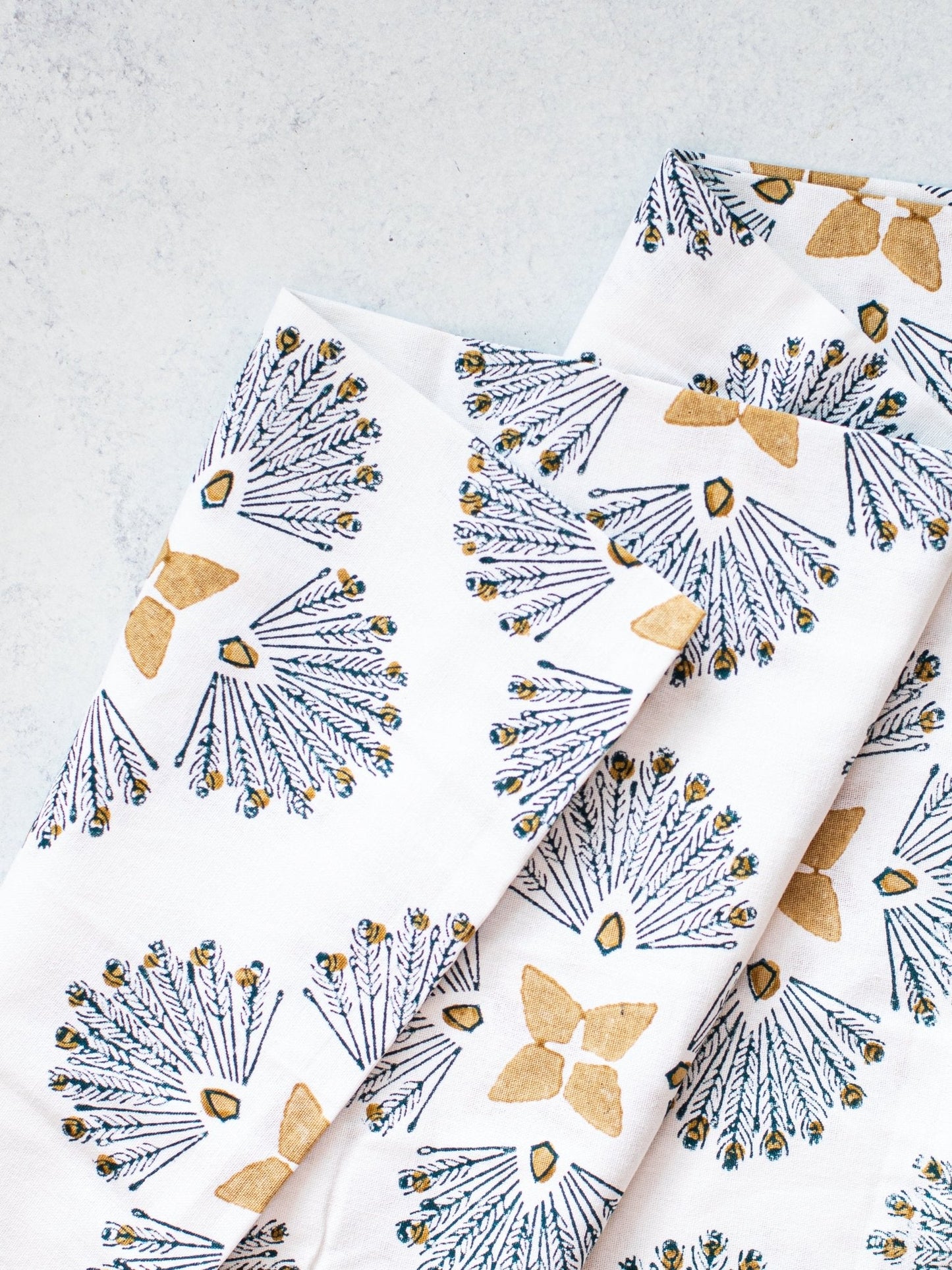 Table Runner (Ivory) - Peacock Paradise, Midnight & Chai