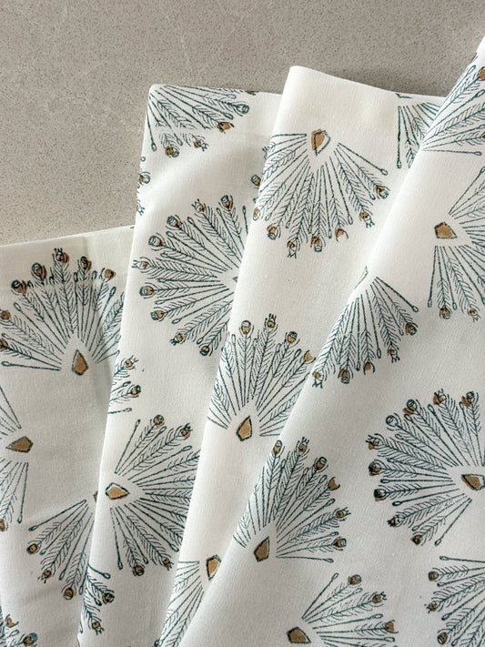 Table Runner (Ivory) - Peacock Paradise, Midnight & Chai