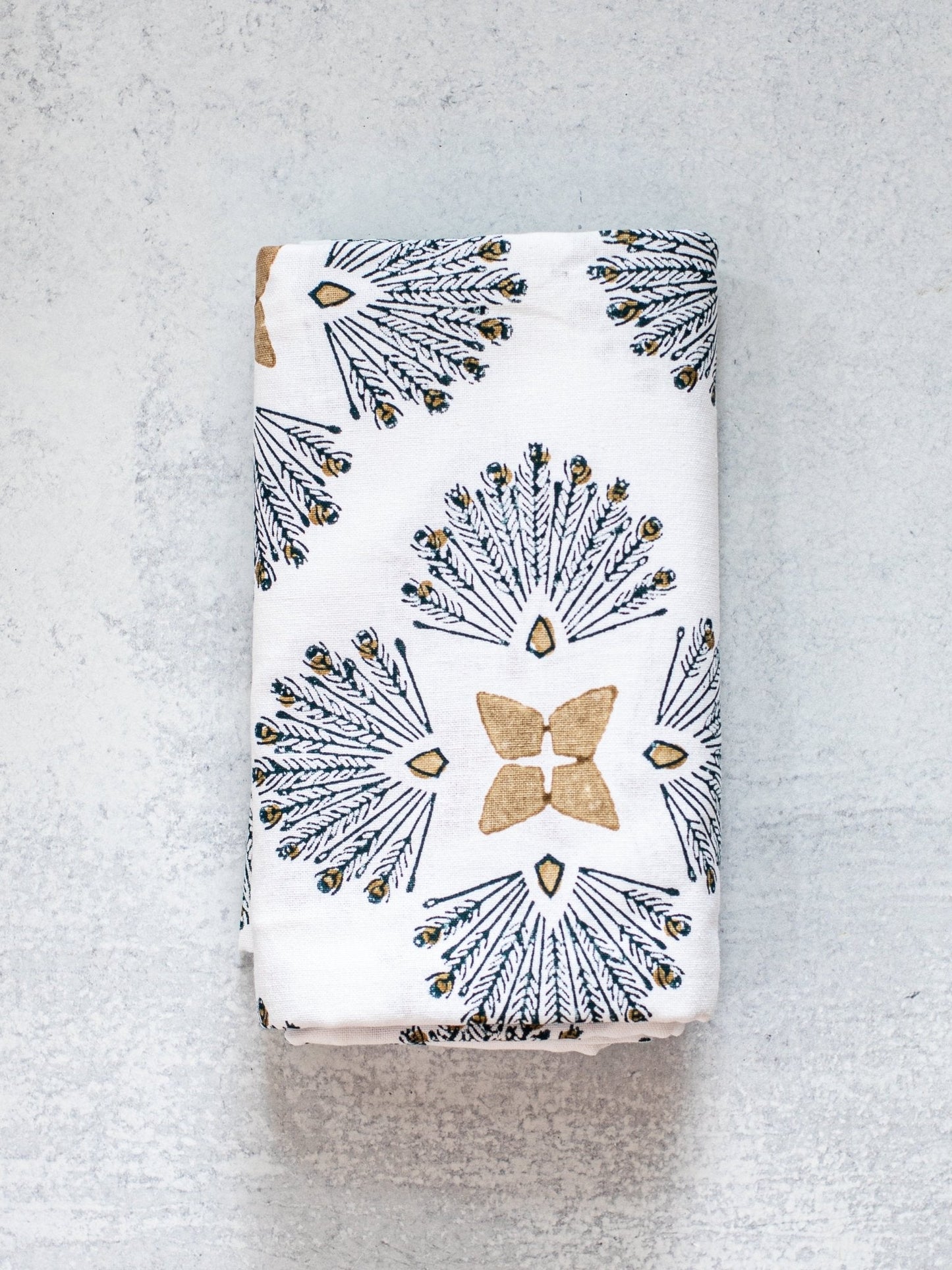 Table Runner (Ivory) - Peacock Paradise, Midnight & Chai