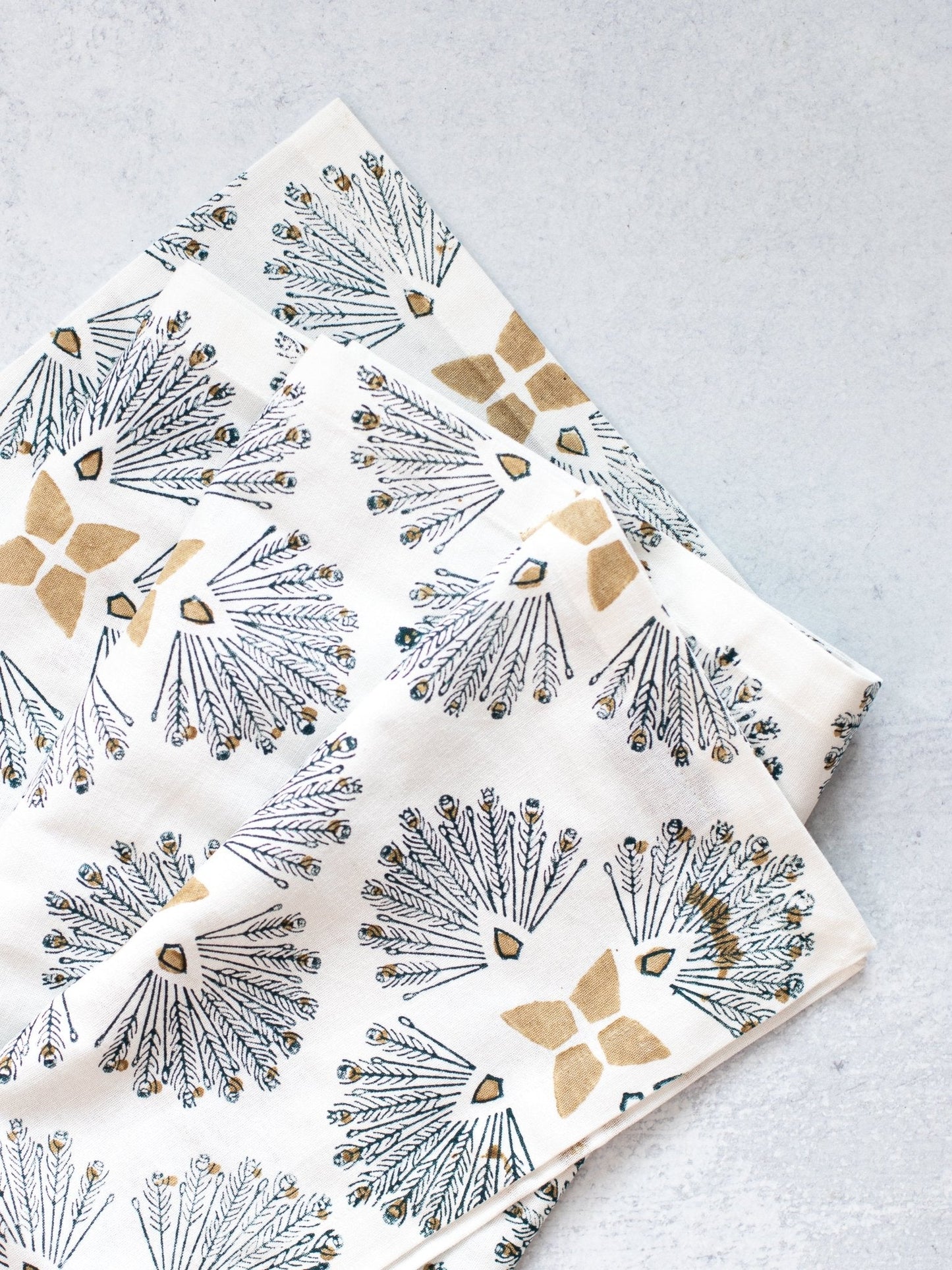 Table Runner (Ivory) - Peacock Paradise, Midnight & Chai