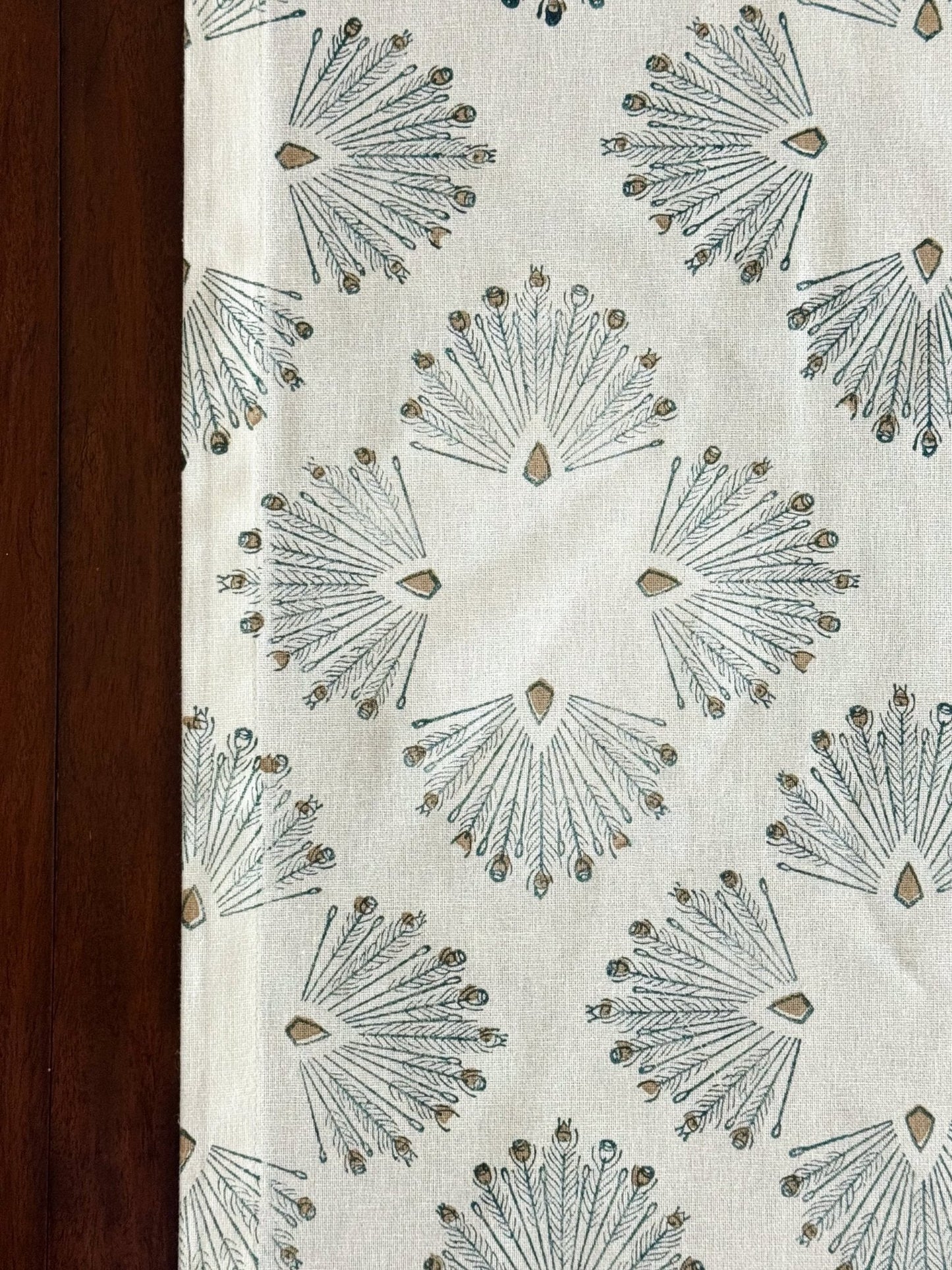 Table Runner (Ivory) - Peacock Paradise- Midnight