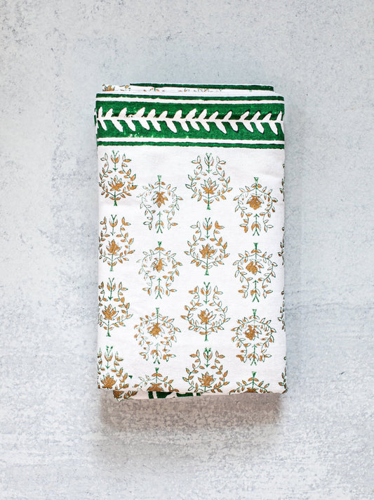 Tablecloth - Lotus, Evergreen & Gold
