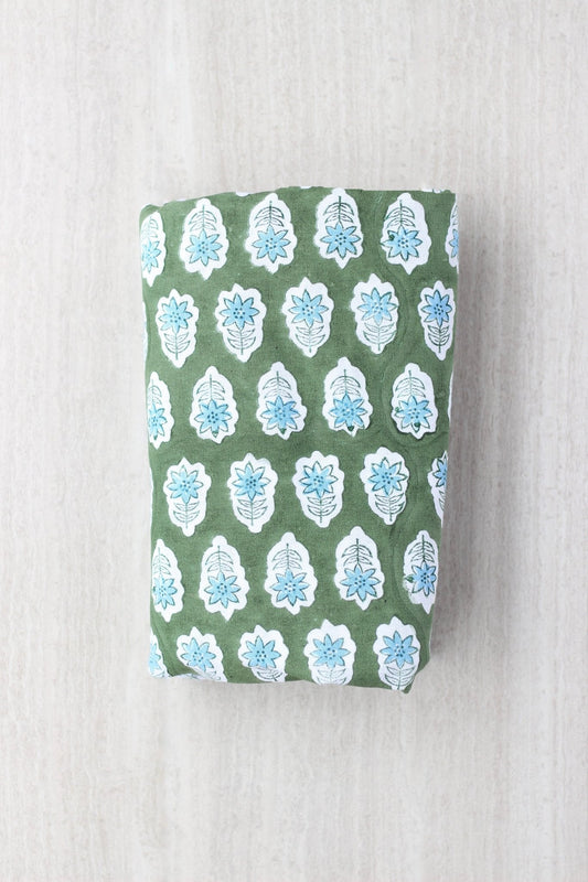 Table Throw - Poinsettia, Sage & Uniform Blue