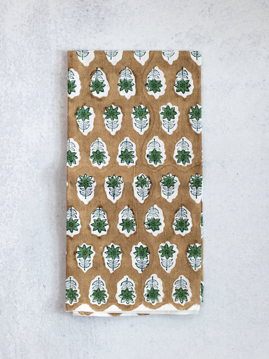 Tea Towel (Ivory) - Poinsettia - Chai, Midnight, & Sage
