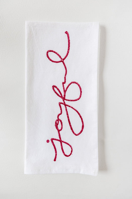 Tea Towel - Joyful, Red