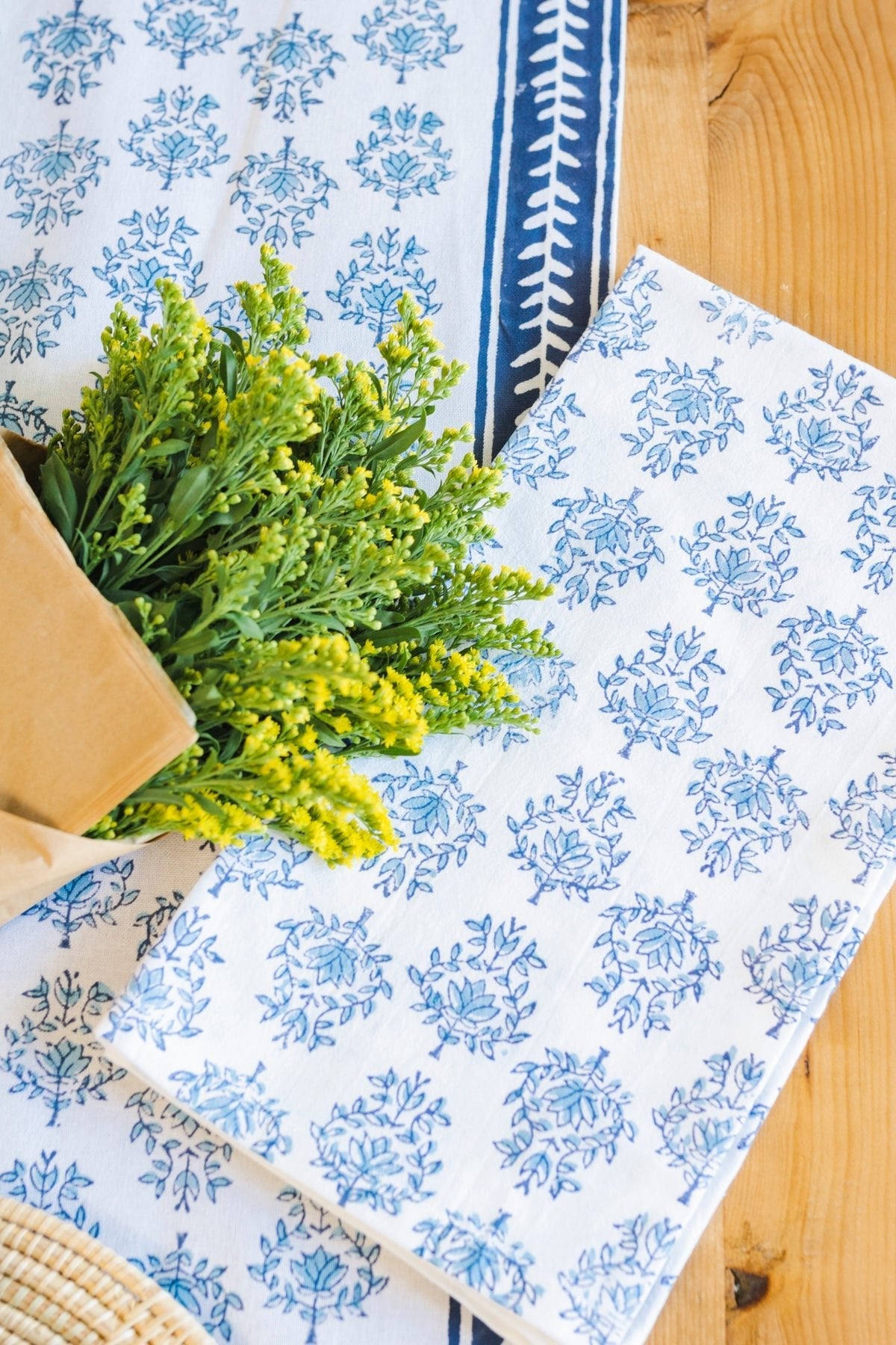 Tea Towel - Lotus, Navy & Uniform Blue